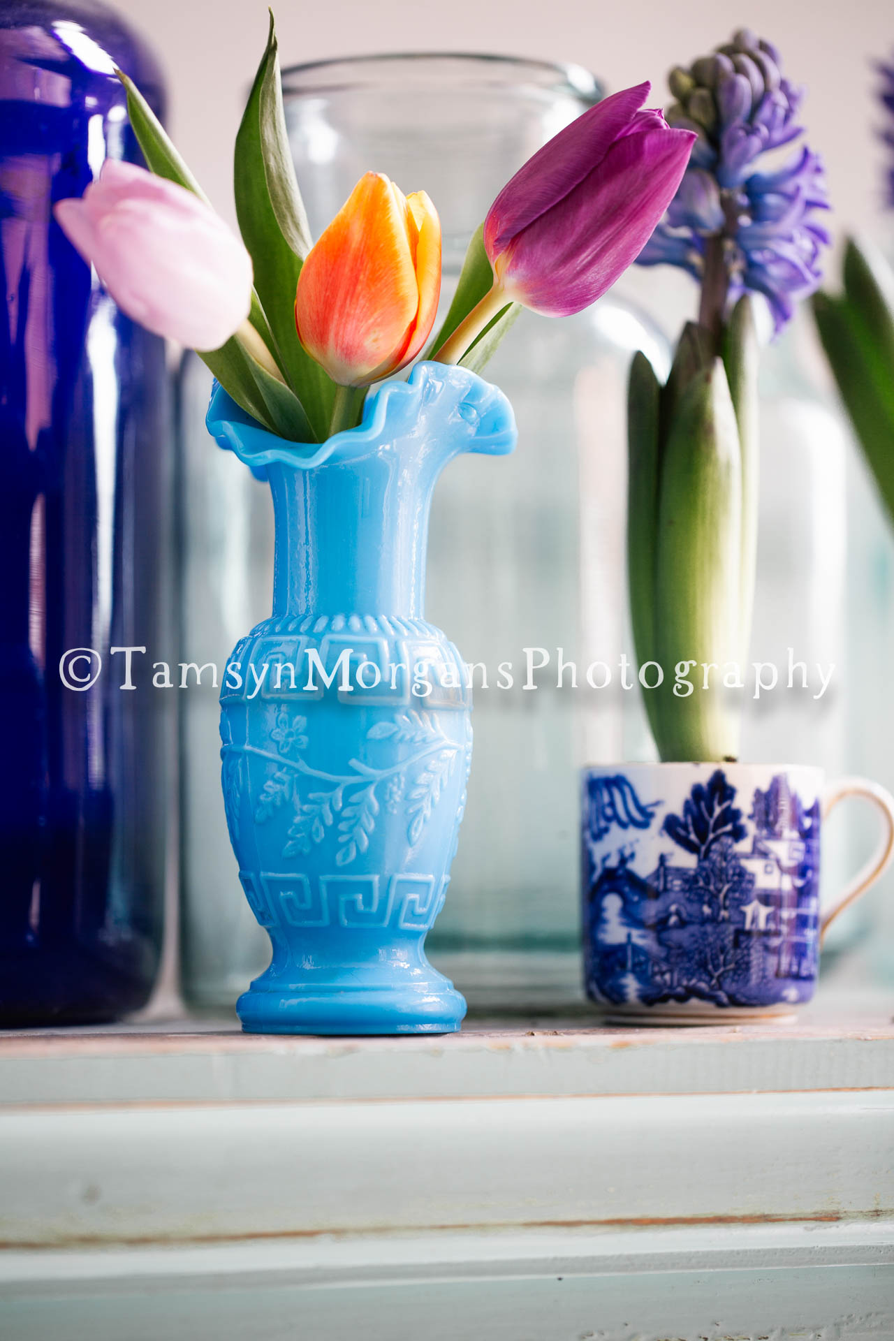 Tamsyn Morgans | Tulips in Blue Vase