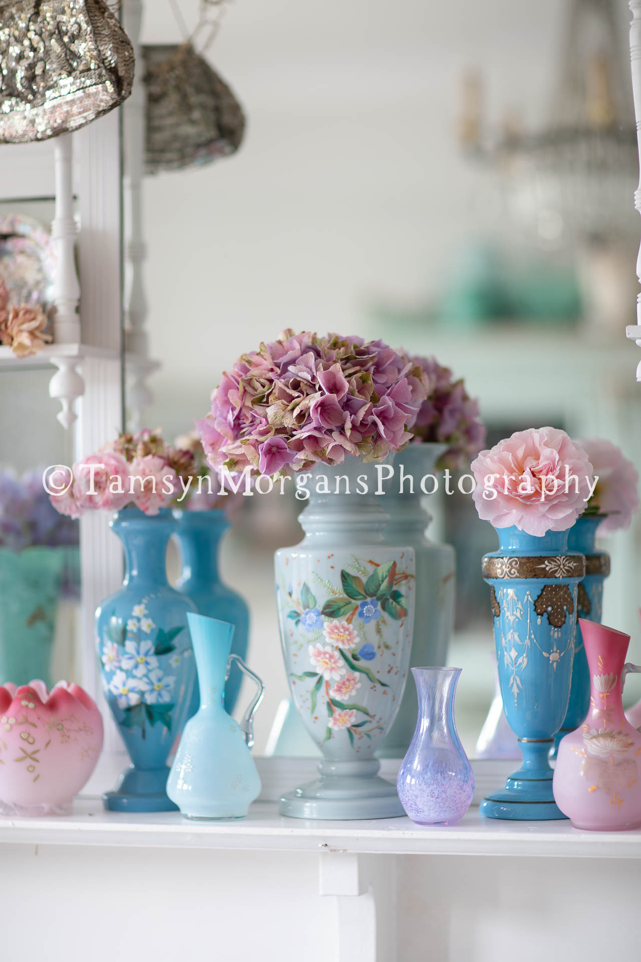 Beautiful photography for sale : garden flowers In pastel vases